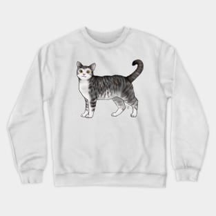 Cat - American Wirehair - White and Black Tabby Crewneck Sweatshirt